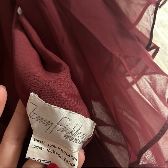 Jenny Packham Flutter Sleeve Luxe Chiffon Hi-Low Dress Cabernet Red NWT Size 2 - Picture 8 of 8